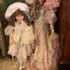 Porcelain Doll with her Kitty